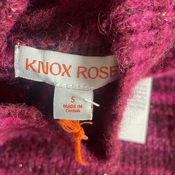 Knox Rose sweater Magenta Pink stripe longsleeve crew holiday top new size small - Picture 2 of 7